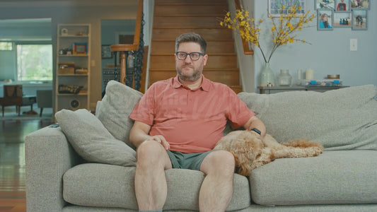 Man on Couch Saying 'Yop Yop Yop'