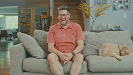 Man on Couch Laughing Then Crying Then Laughing Then Crying Then Laughing